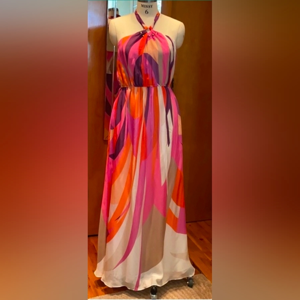 Gorgeous Pucci vibe Monsoon Halter Dress. 100% silk! Flowy dress